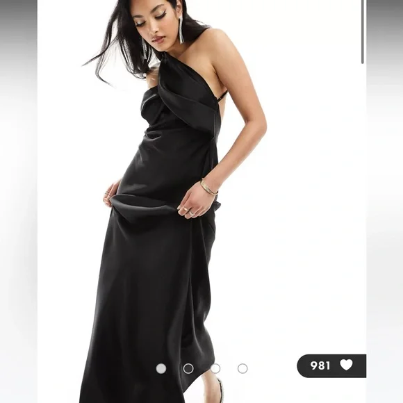 ASOS | Dresses | Asos Design Satin One Shoulder Wrap Maxi Dress With Open  Back In Black Size | Poshmark
